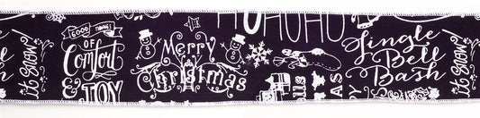 Black and White Christmas Sentiment Ribbon (Set of 2)