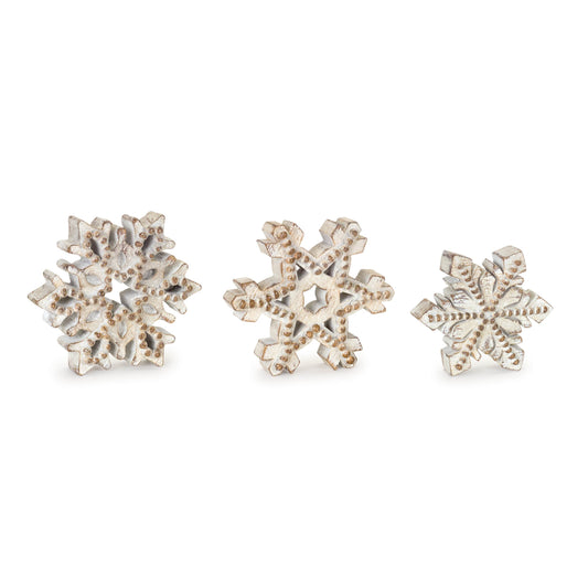 Beaded Wood Design Snowflake DŽcor (Set of 3)