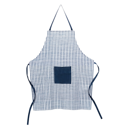 Blue and White Striped Kitchen Apron 50"H
