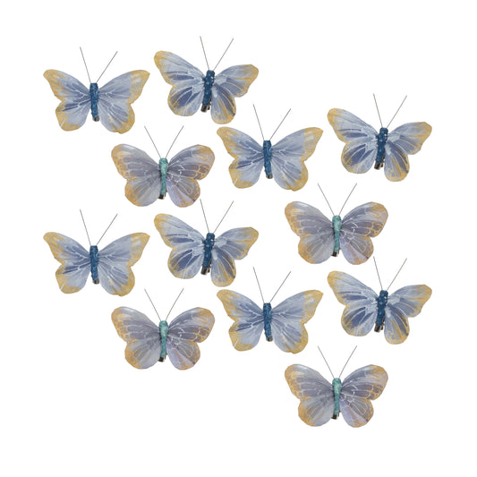 Blue Feather Butterfly Clip (Set of 12)