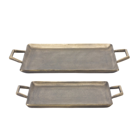 Bronze Metal Tray (Set of 2)